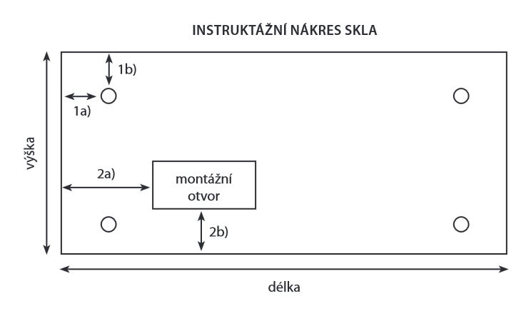 sklenená stena vyrobená na mieru - nákres kaleného skla