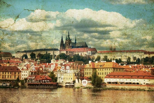 Vliesová fototapeta Retro pohľadnice - Praha 375 x 250 cm